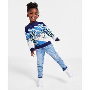 Holiday Lane Toddler Girl WinterTown Pullover Sweater Medieval Blue Combo 2T NWT